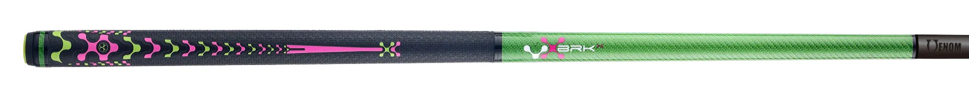 Poison VX Break Cue with Venom Carbon Fiber Shaft - Green/Pink