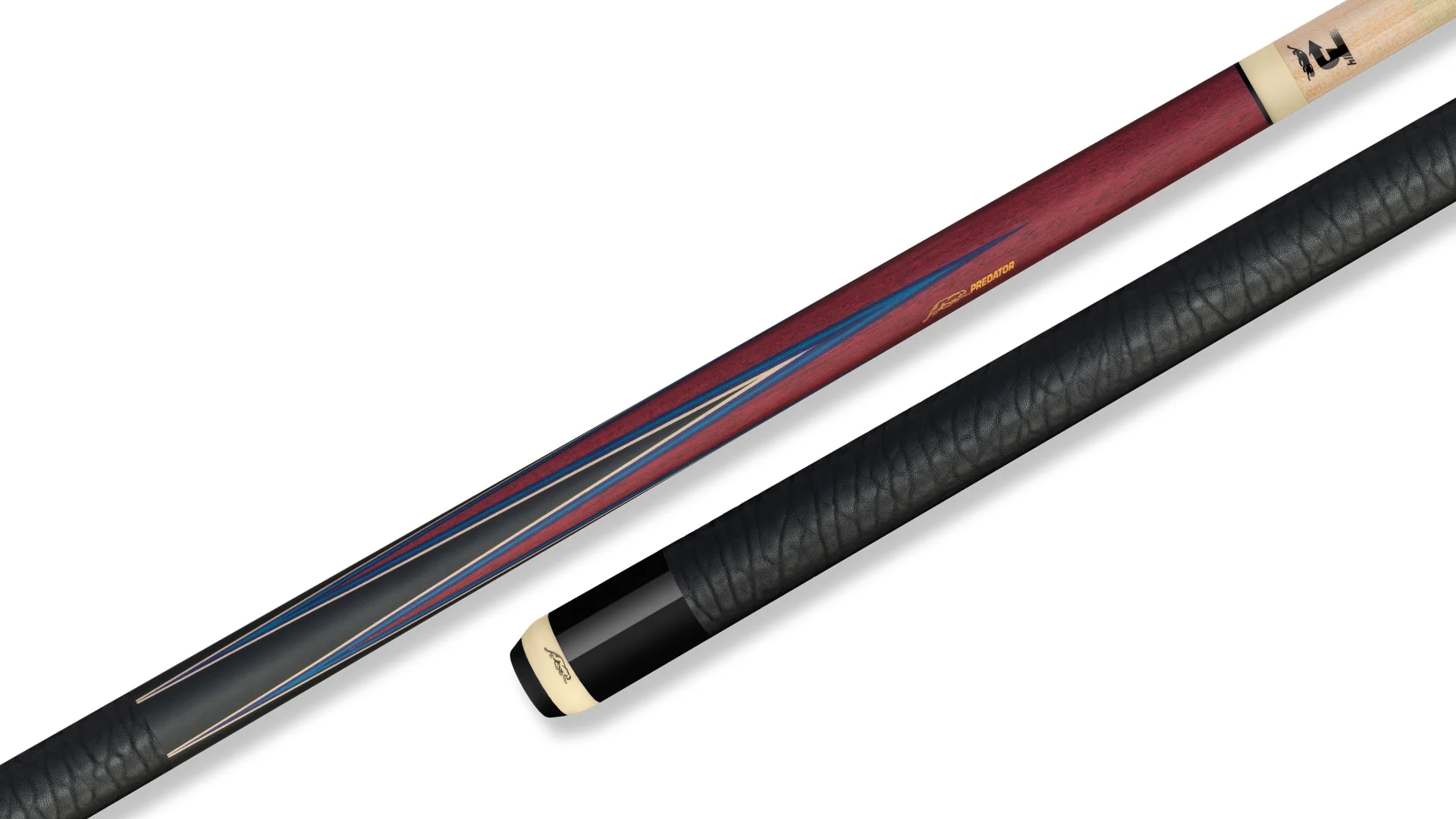 Predator 4-Point Sneaky Pete Pool Cue - Purple Heart / Blue - Elephant Pattern Leather Wrap - Image 2