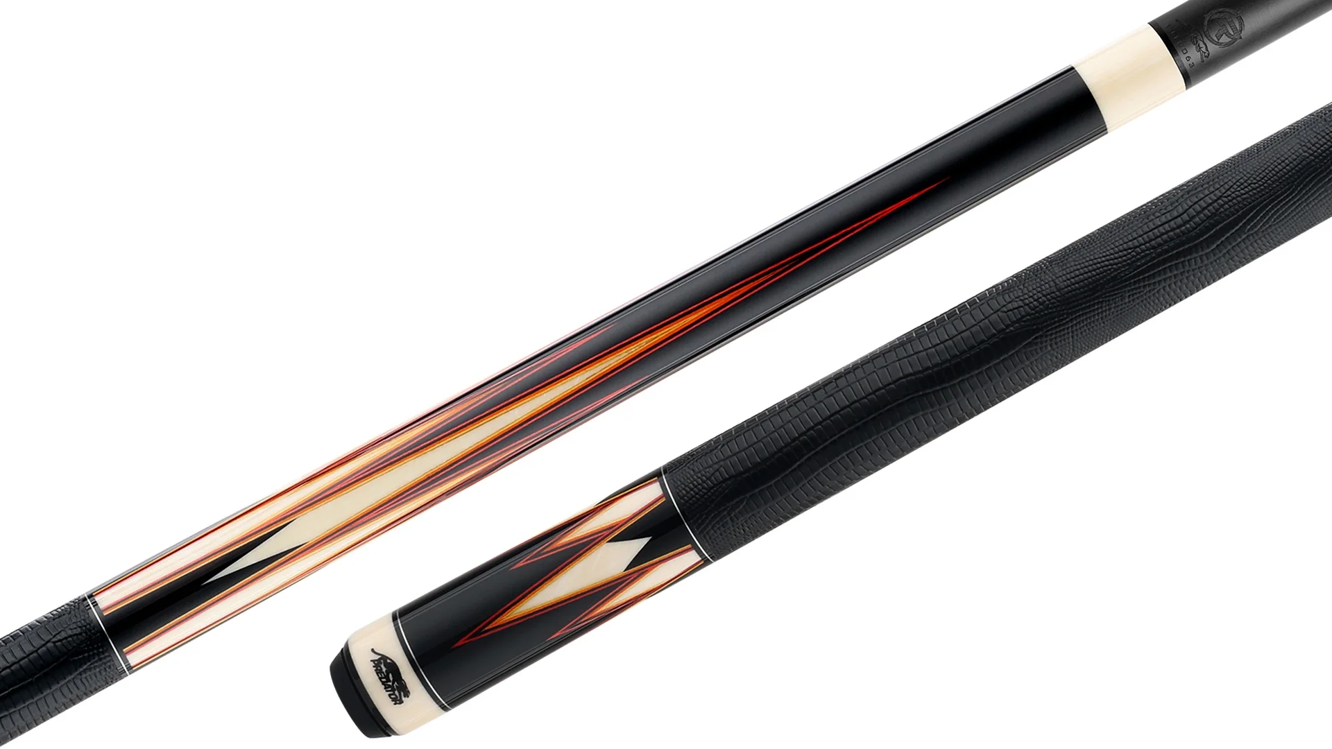 Predator LE True Splice 16 Pool Cue Ebony Red Orange Leather Wrap - Image 2